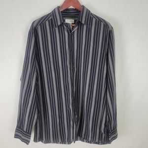 Concept Mens Shirt Size Large Multicolored‎ Striped Long Sleeve Button Down